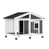 Pawfey Dog Kennel with Covered Veranda