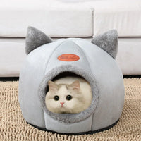 Plush Cat Cave Bed - Warm, Cozy, and Adorably Designed.