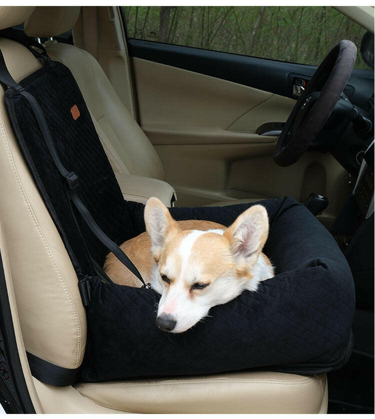 Luxury Quilted Dog Car Seat Booster - Safe, Comfortable Pet Travel.