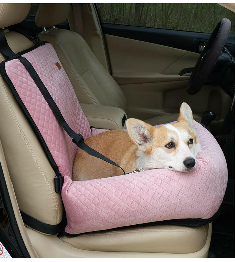 Luxury Quilted Dog Car Seat Booster - Safe, Comfortable Pet Travel.