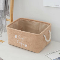 Soft Fleece Dog Toy Storage Basket with Rope Handles.