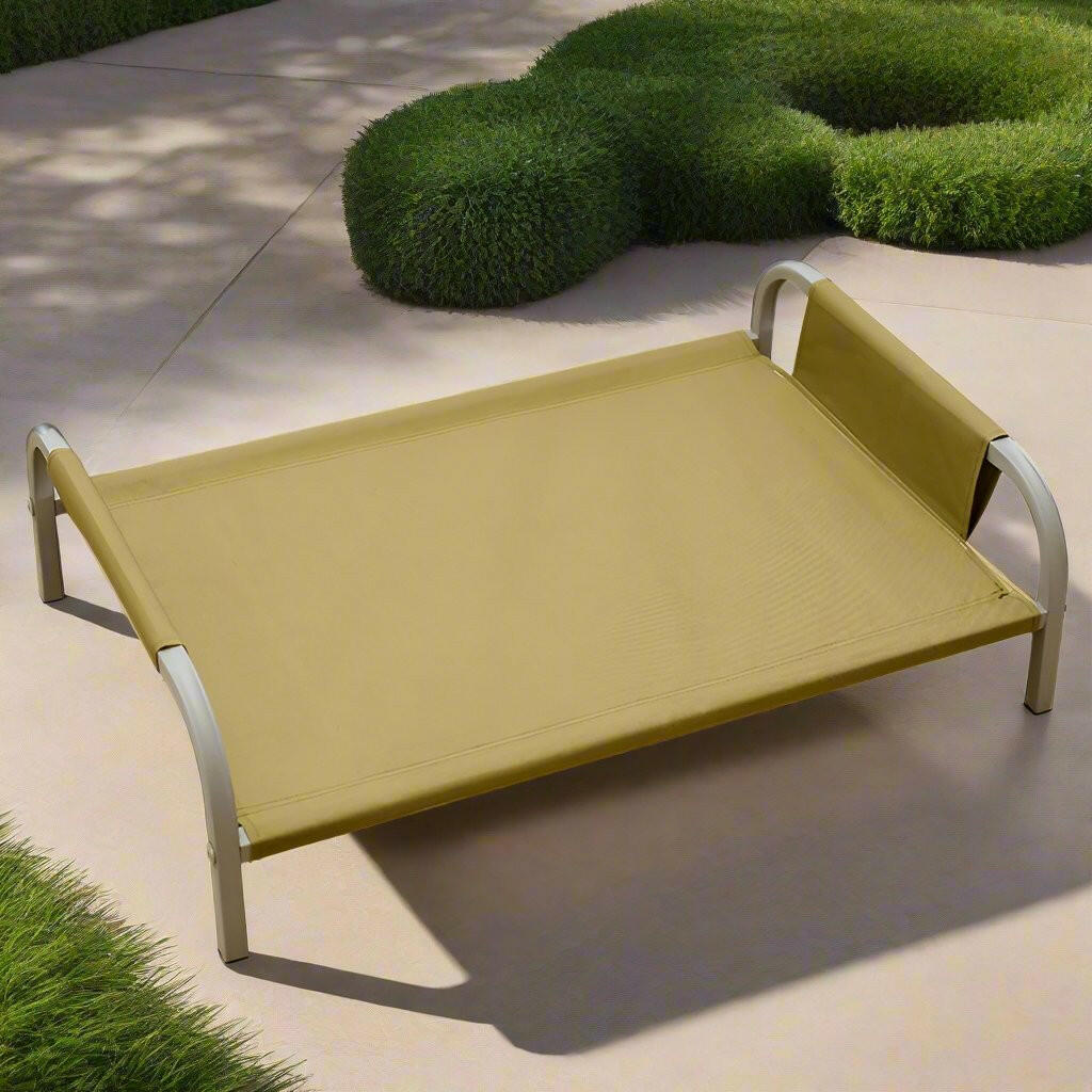 Elevated Outdoor Pet Bed with Breathable Fabric.