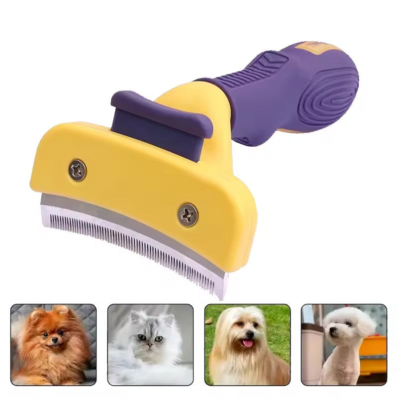 Deshedding Brush with Curved Blade for Cats and Dogs