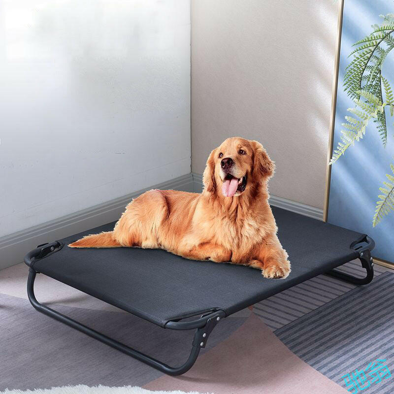 Foldable Elevated Outdoor Puppy Bed – Breathable and Sturdy Design.
