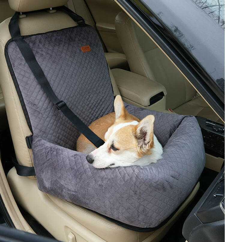 Luxury Quilted Dog Car Seat Booster - Safe, Comfortable Pet Travel.
