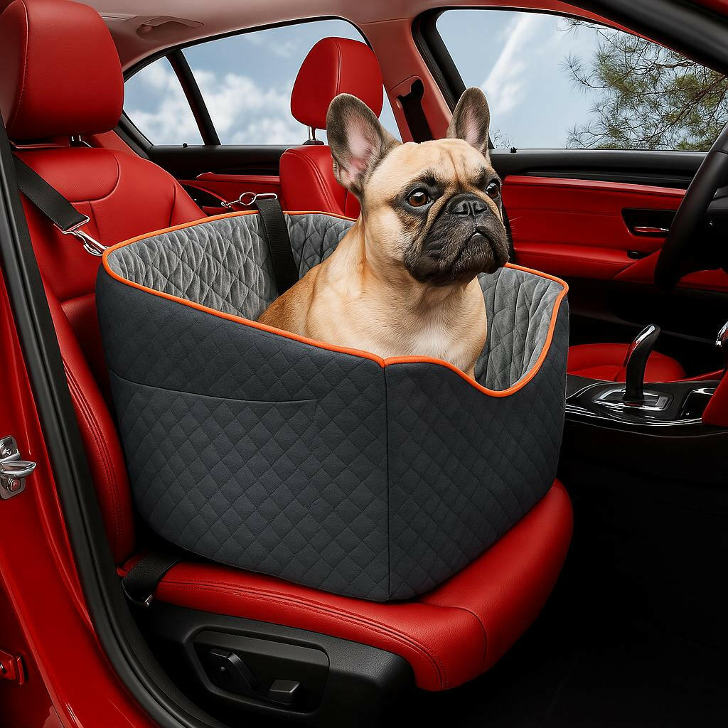 Elevated Dog Booster Seat for Car Travel.