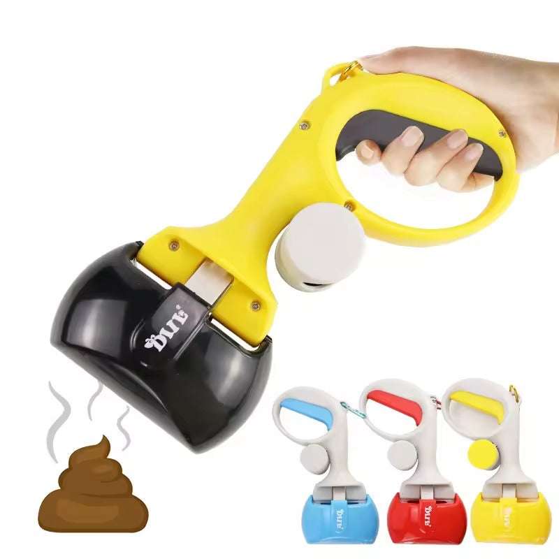 Dog Poop Scooper with Built-In Bag Dispenser+Free 6 Rolls