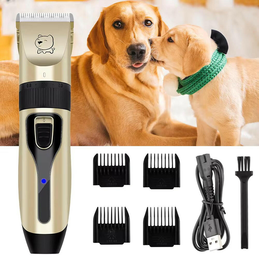 Cordless Dog Hair Trimmer Clippers Set with Precision Blades and 4 Guide Combs.