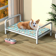 Sturdy Elevated Metal Frame Dog Bed with Breathable Design.