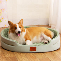 Luxurious Striped Calming Dog and Cat Bed