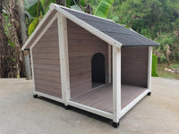 Spacious Wooden Outdoor Dog Kennel with Covered Porch For Large Dogs