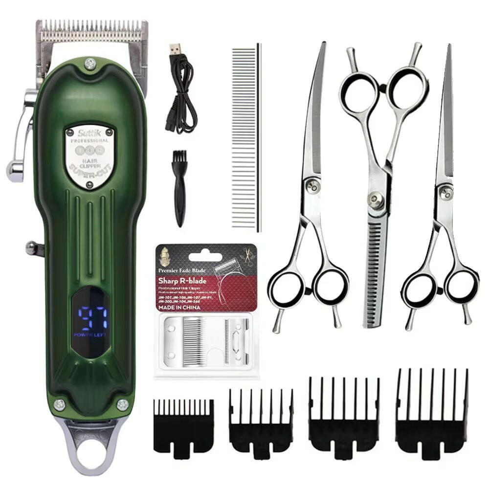 Dog Grooming Kit with Clippers Scissors and Accessories.