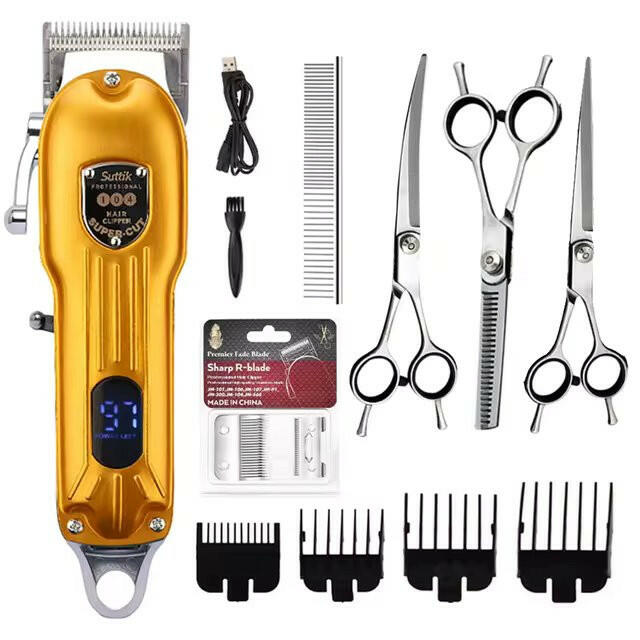 Dog Grooming Kit with Clippers Scissors and Accessories.