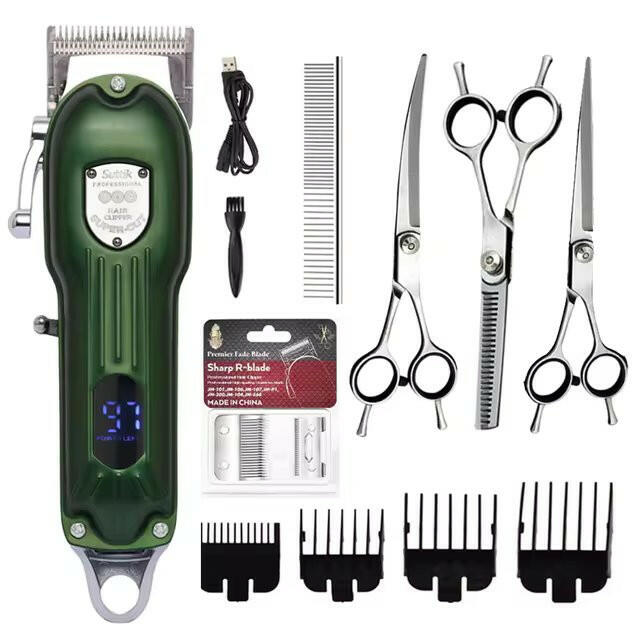 Dog Grooming Kit with Clippers Scissors and Accessories.