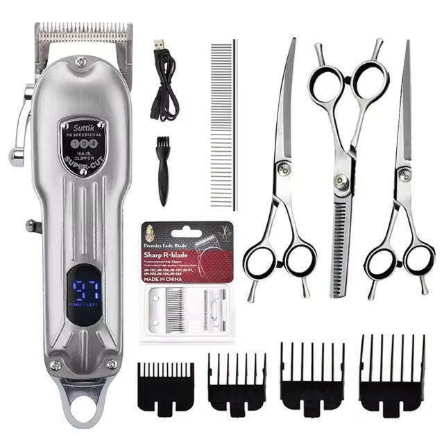 Dog Grooming Kit with Clippers Scissors and Accessories.