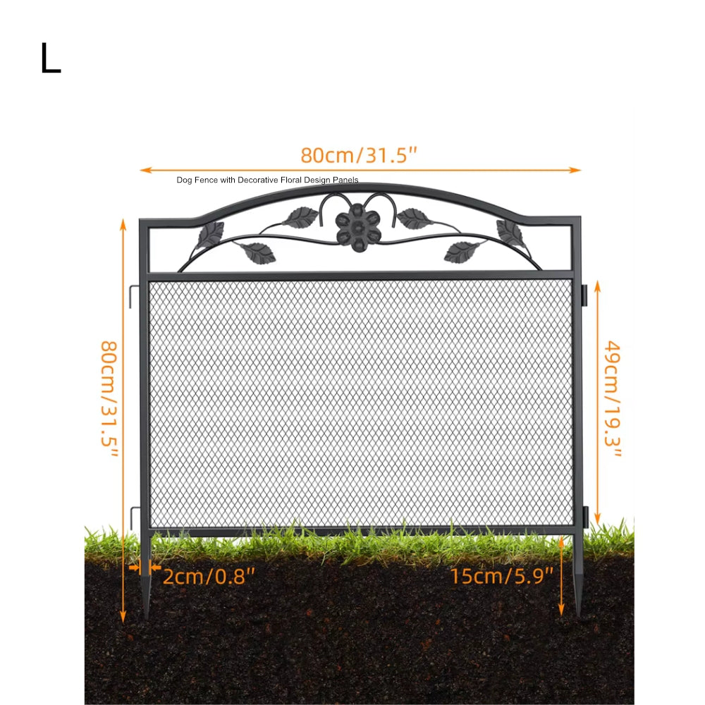 Dog Fence with Decorative Floral Design Panels