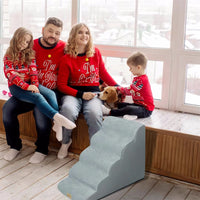 4-Tier Foam Dog Steps Pet Stairs Ramp for Beds and Couches