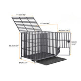 Mobile Heavy Duty Dog Crate with 3 Doors and Bottom Tray