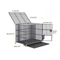Mobile Heavy Duty Dog Crate with 3 Doors and Bottom Tray.