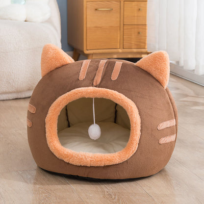 Cozy Cat Cave Bed with Removable Cushion Floor