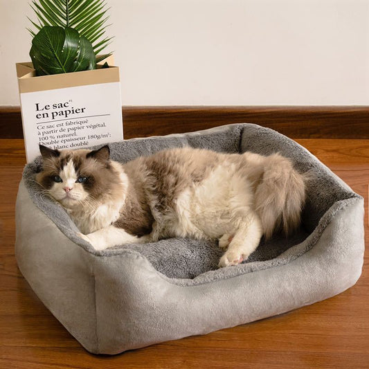 Cozy Plush Rectangular Pet Bed for Cats and Dogs