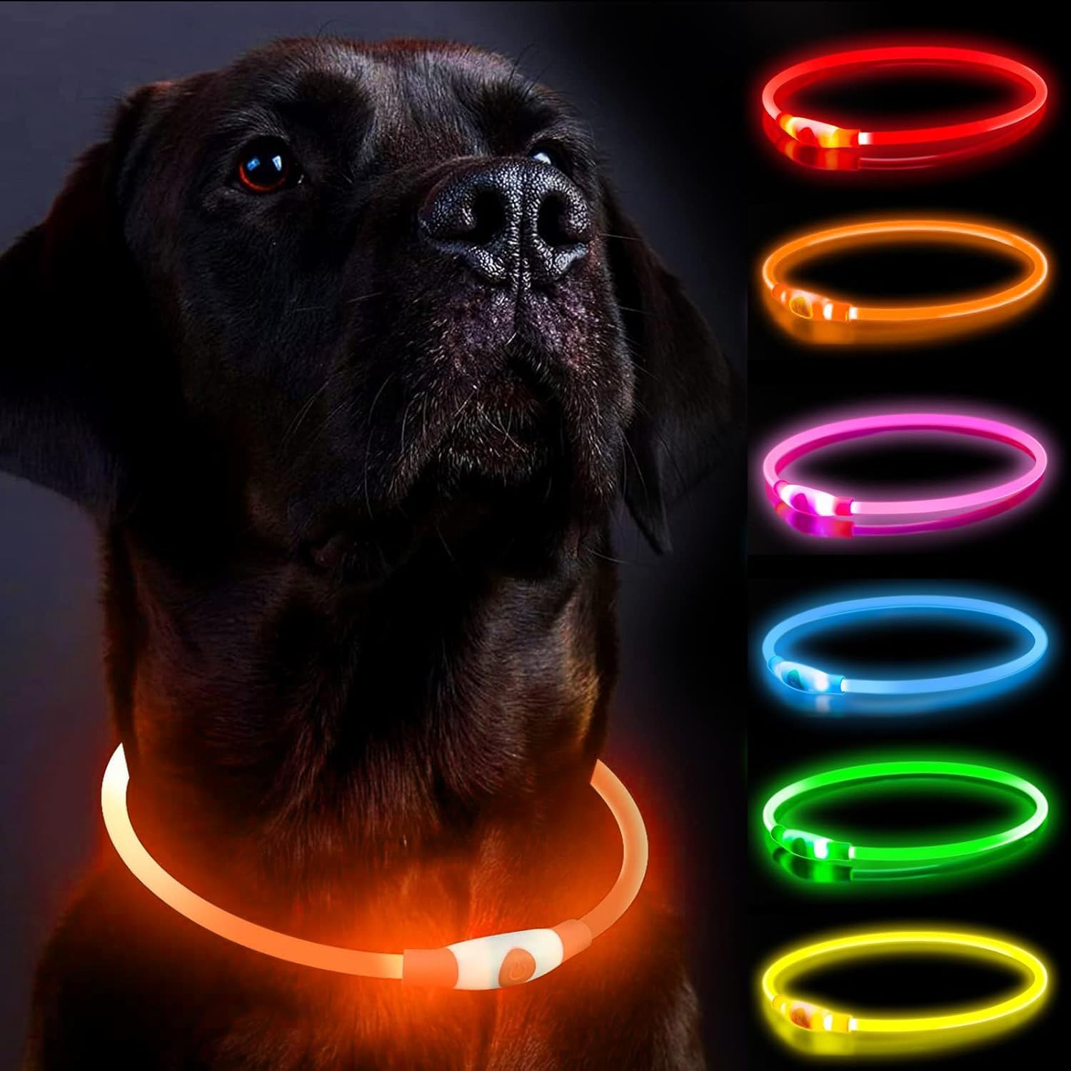 LED Dog Collar Light Up Dog Collars Rechargeable Dog Lights for Nigh Pawfey