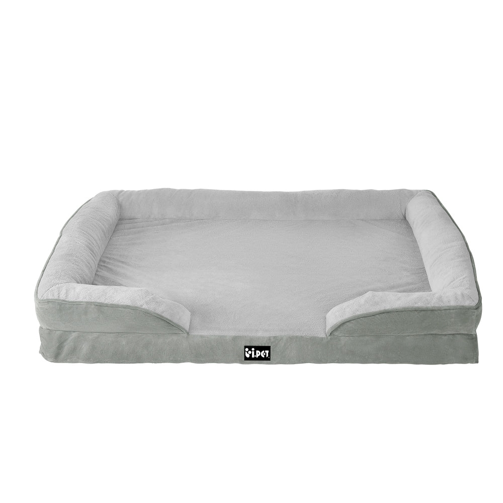 Large Grey Memory Foam Dog Bed with Washable Cover