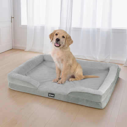 Large Grey Memory Foam Dog Bed with Washable Cover