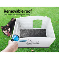 Weatherproof Elevated Dog Kennel with Extendable Side – Blue Plastic Dog House