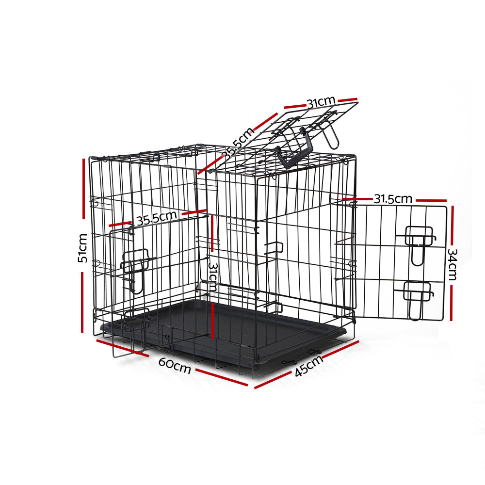 Heavy Duty 3-Door Foldable Steel Pet Crate Kennel