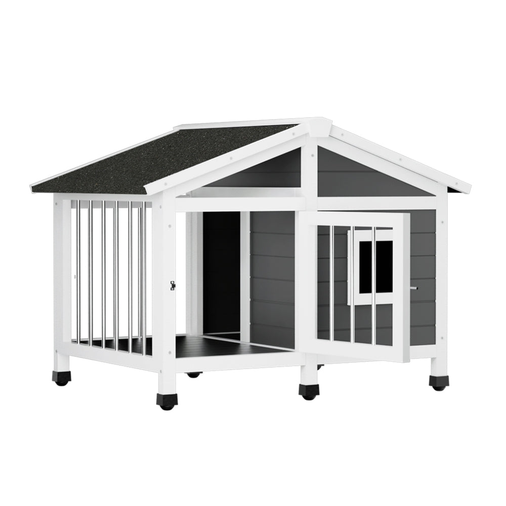 Pawfey Dog Kennel with Covered Veranda
