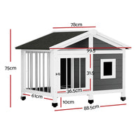 Pawfey Dog Kennel with Covered Veranda