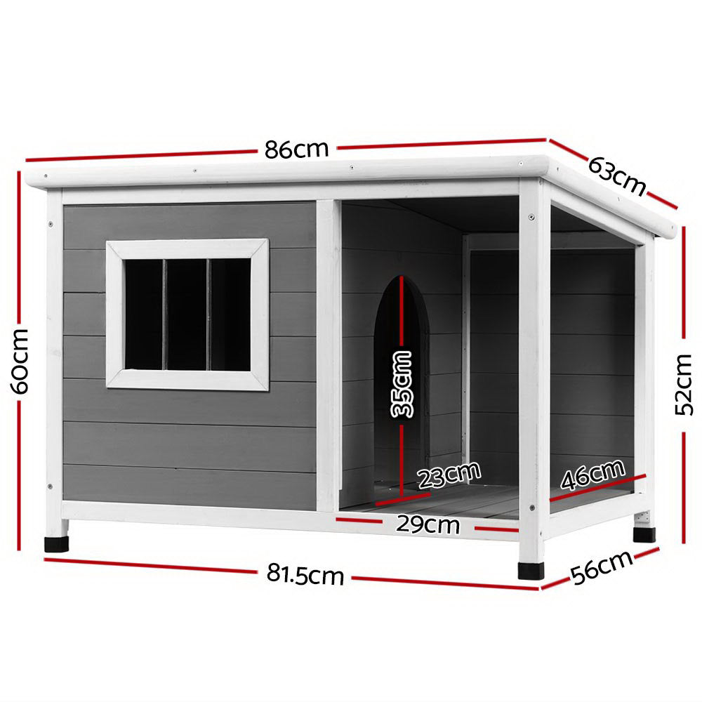 Modern Outdoor Wooden Dog House with Covered Porch