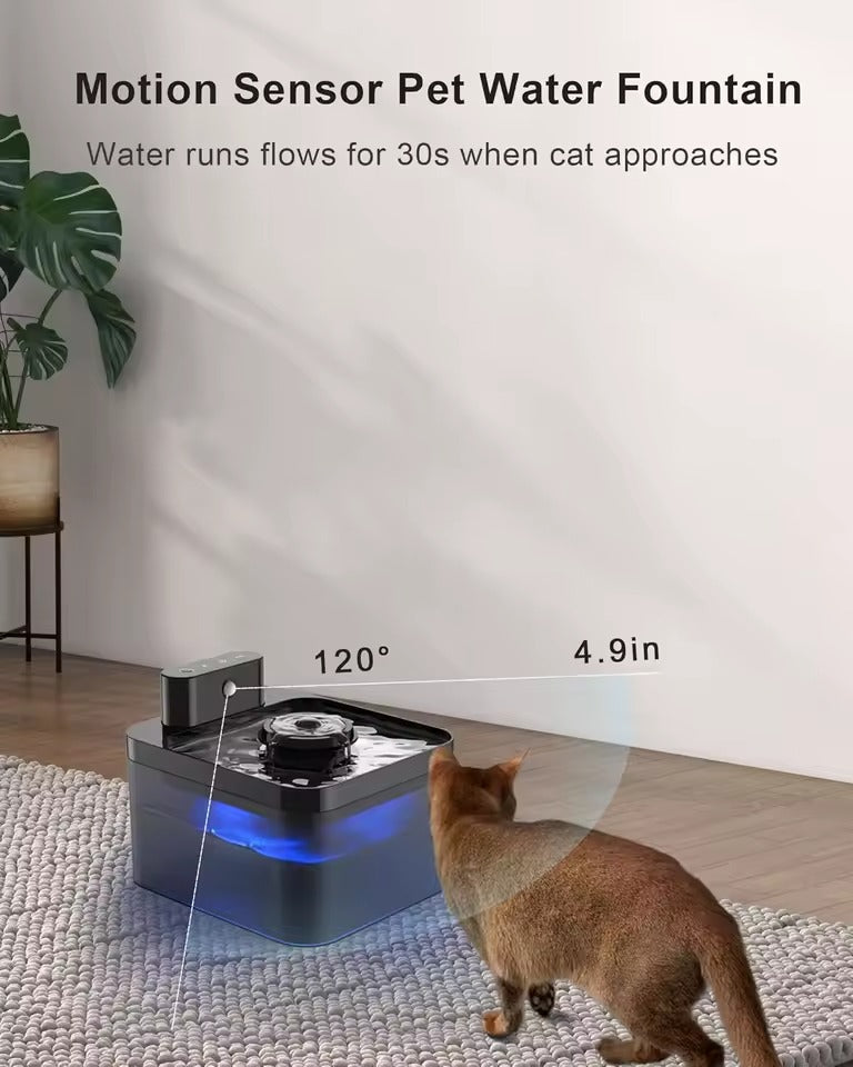 Smart Motion Sensor Pet Water Fountain with 4-Stage Filter