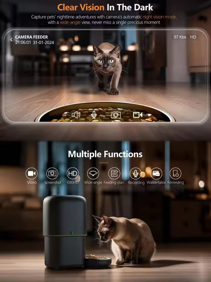 Automatic 4L Dog Cat Feeder with WiFi and Camera