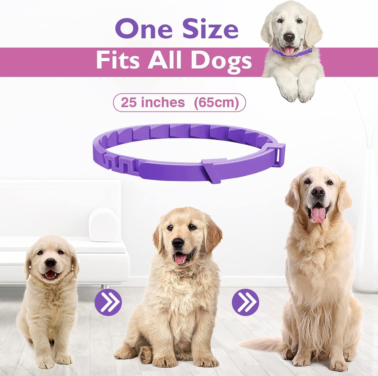 Calming Collar for Dogs, 3 Pack Collars for Dogs, Reduce Pet Anxiety with Effect Pheromone, Safe and Waterproof Calm Collar