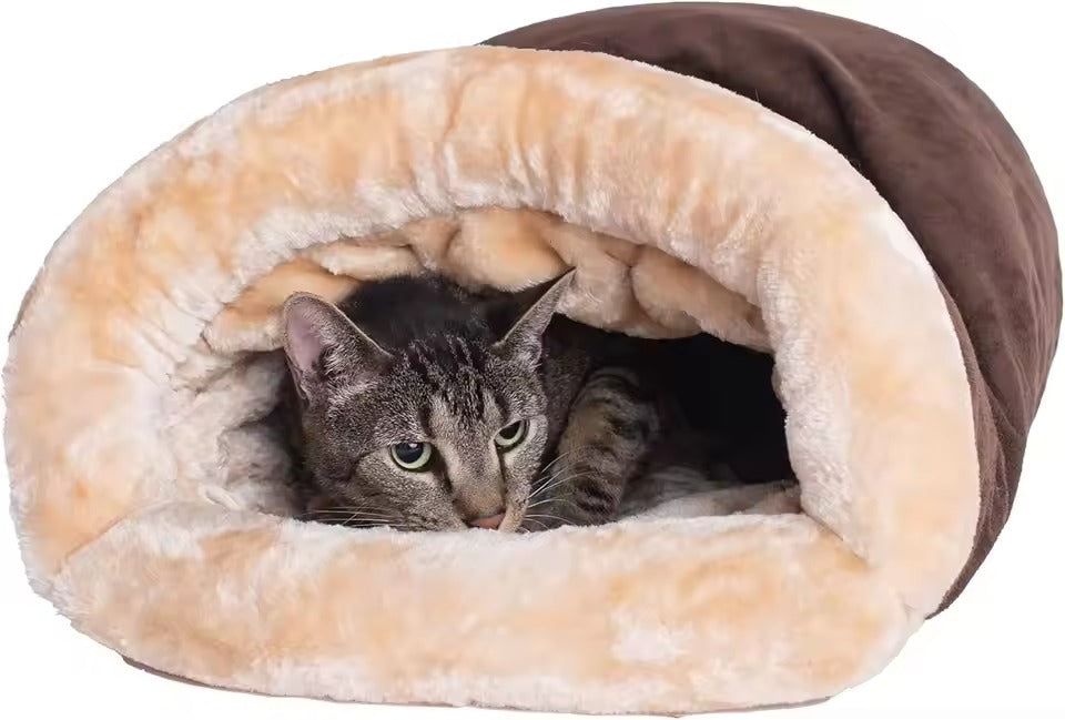 Plush Cat Sleeping Bag Tunnel with Faux Fur Lining