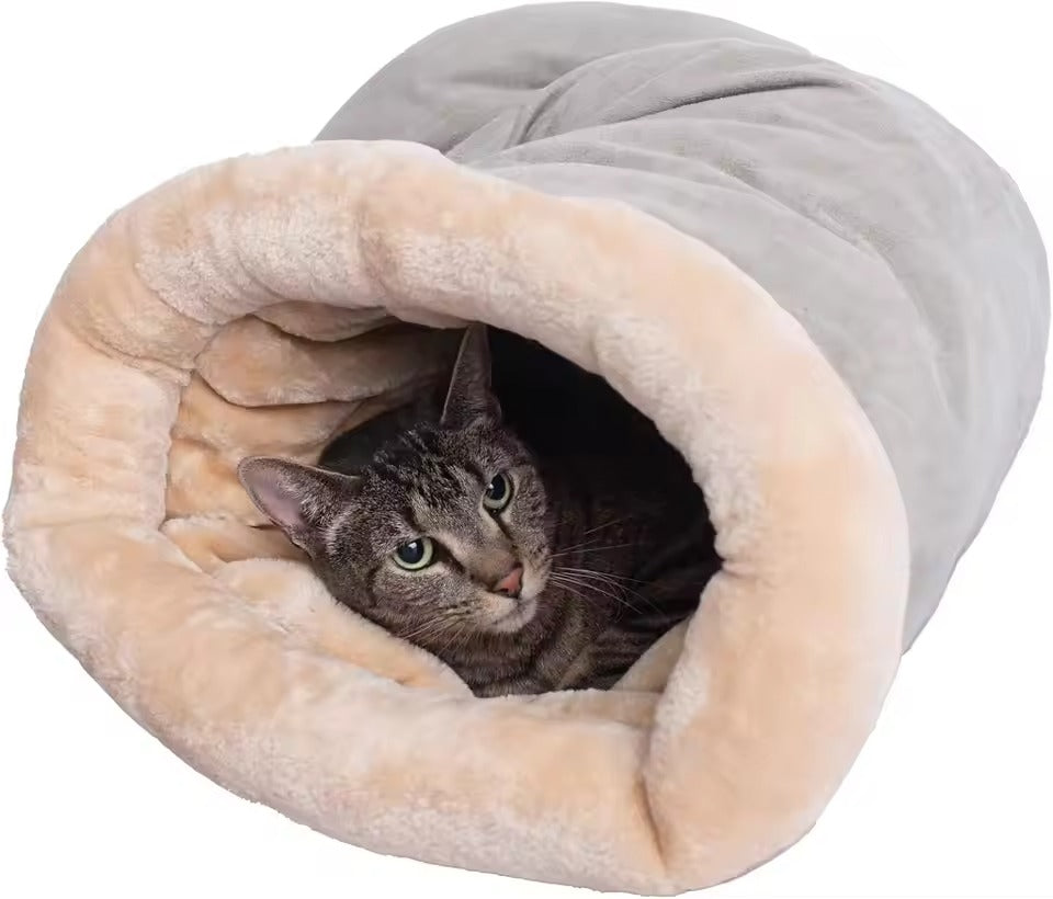Plush Cat Sleeping Bag Tunnel with Faux Fur Lining