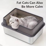 Spacious Stainless Steel Cat Litter Box