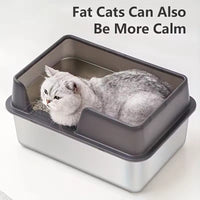 Spacious Stainless Steel Cat Litter Box