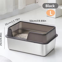 Spacious Stainless Steel Cat Litter Box