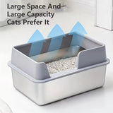 Spacious Stainless Steel Cat Litter Box