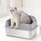 Spacious Stainless Steel Cat Litter Box