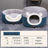 Convertible Plush Cat Bed – 2-in-1 Enclosed Hideaway