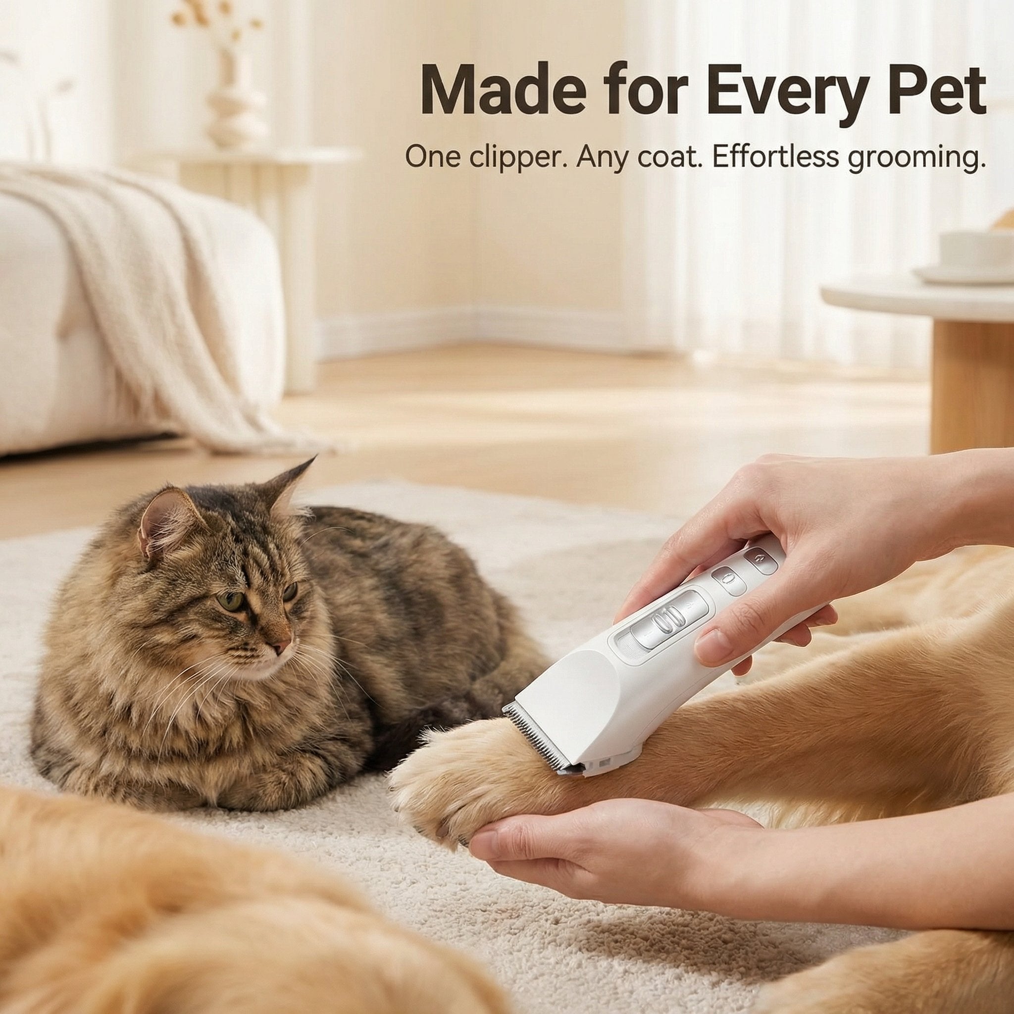 Premium Dog Hair Trimmer Quiet 3 Speed Ceramic Blade USB C Kit