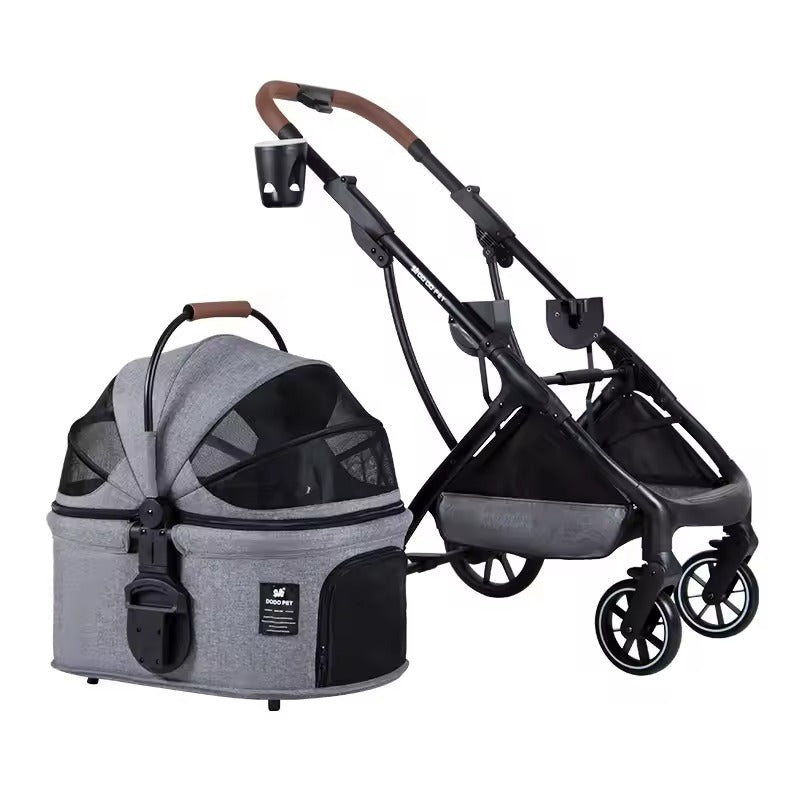 Dog Pram 3-in-1 Pet Stroller with Detachable Carrier