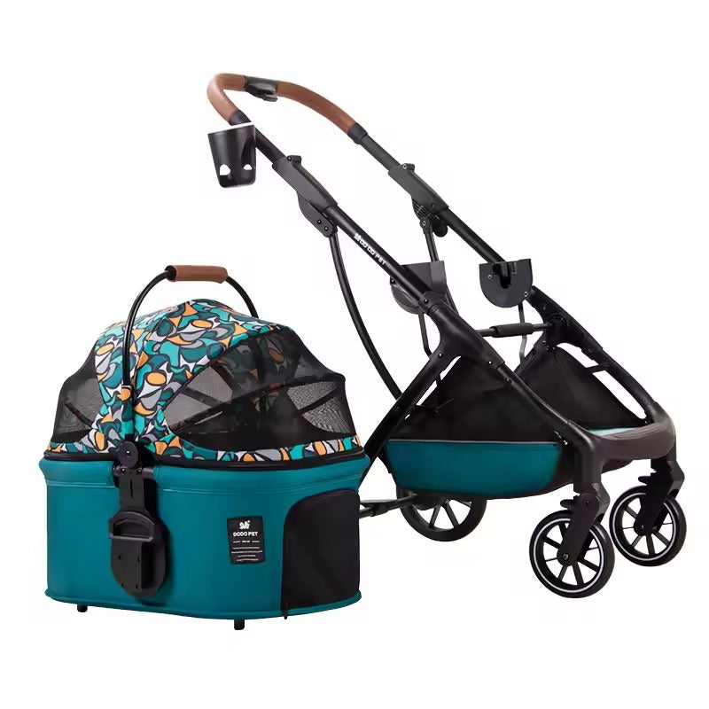 Dog Pram 3-in-1 Pet Stroller with Detachable Carrier