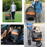 Pawfey 3-in-1 Dog Pram – Foldable Pet Stroller and Detachable Carrier