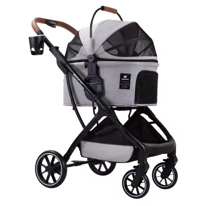 Dog Pram 3-in-1 Pet Stroller with Detachable Carrier