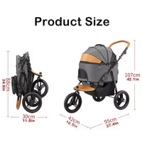 Pawfey 3-in-1 Dog Pram – Foldable Pet Stroller and Detachable Carrier